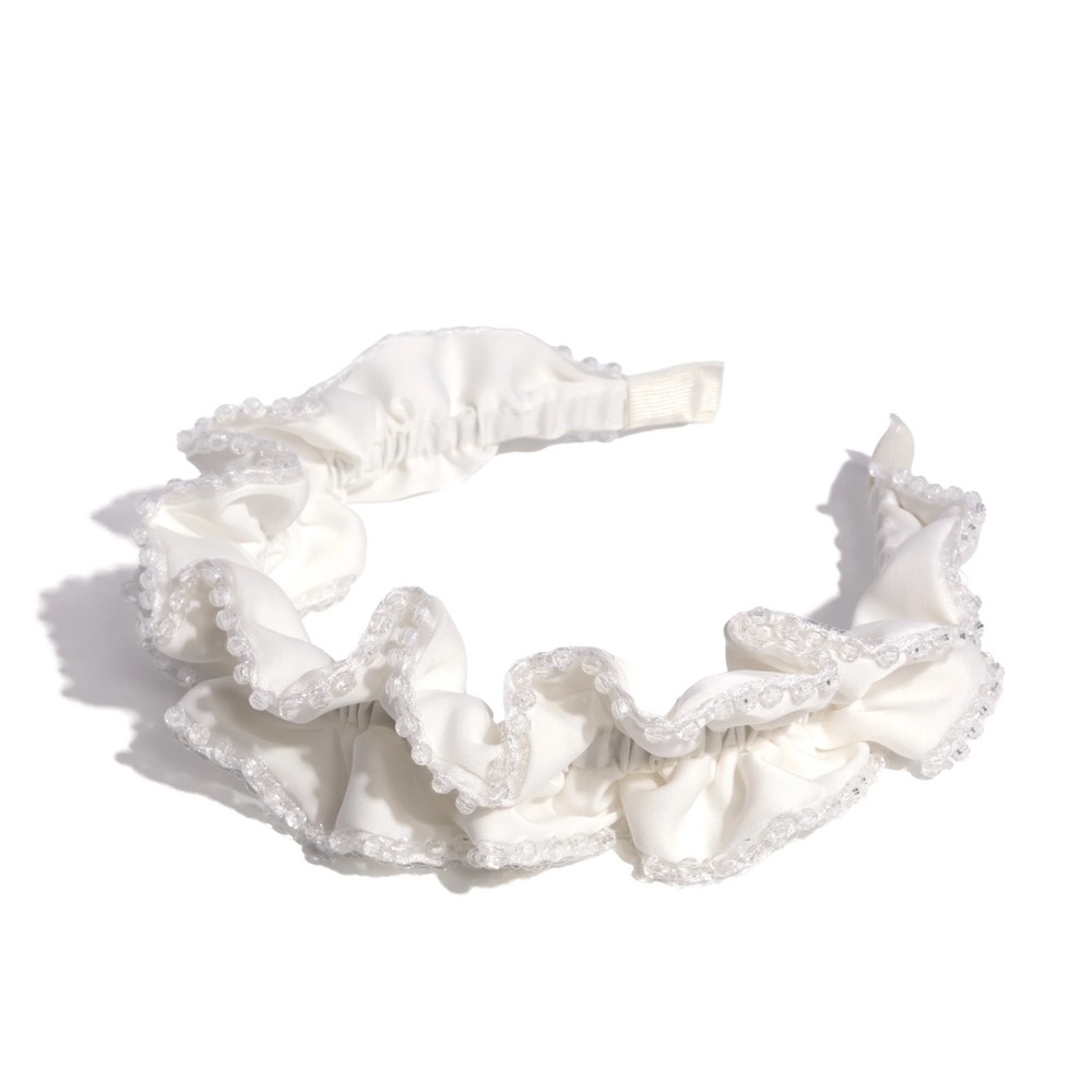 Elegant White Ruffled Headband